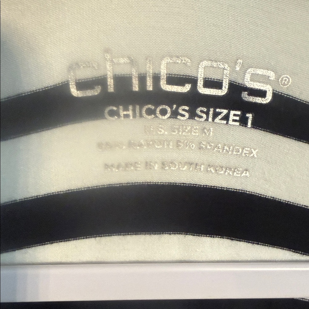 Chico's Striped Scoop Neck Top Size 1 - Picture 3 of 4